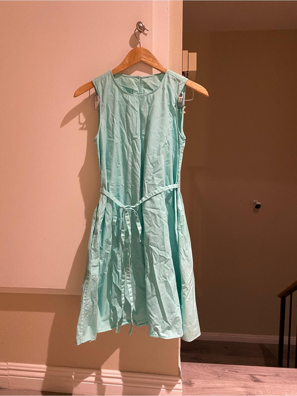 GAP Light Aqua Sleeveless Tie-Waist Dress with pockets, size Xs